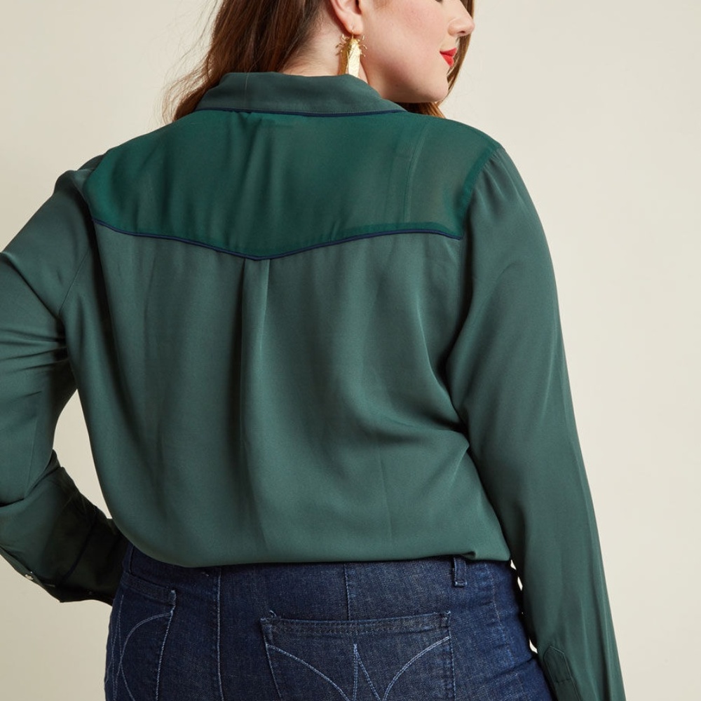 ModCloth sheer pearl snap - Picture 2 of 8